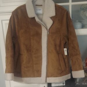 Old Navy Women's Faux Suede Aviator Jacket  Size L